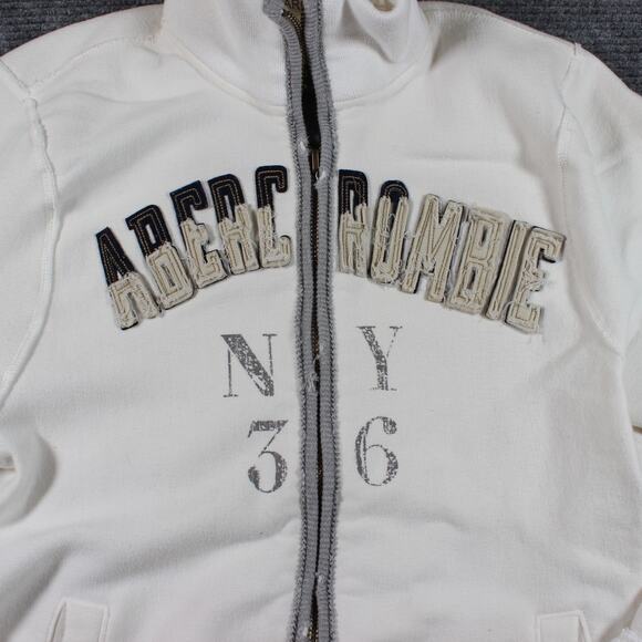 Abercrombie & Fitch Zip Jacket Mens XL White Mock Neck NY 36 Varsity - Picture 2 of 7